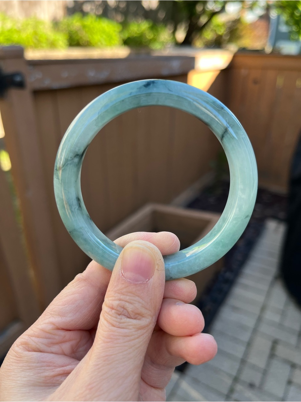 BW099-L 56.7mm Certified Untreated Grade A Burmese Jadeite Bangle Jade Bracelet